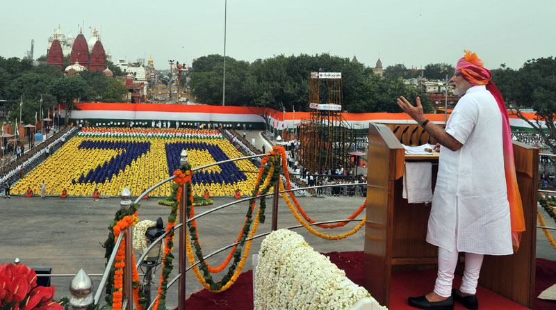 The Prime Minister, Mr. Narendra Modi addressing the Nation on the occasion of 70th Independence Day from the ramparts of Red Fort, in Delhi on August 15, 2016.