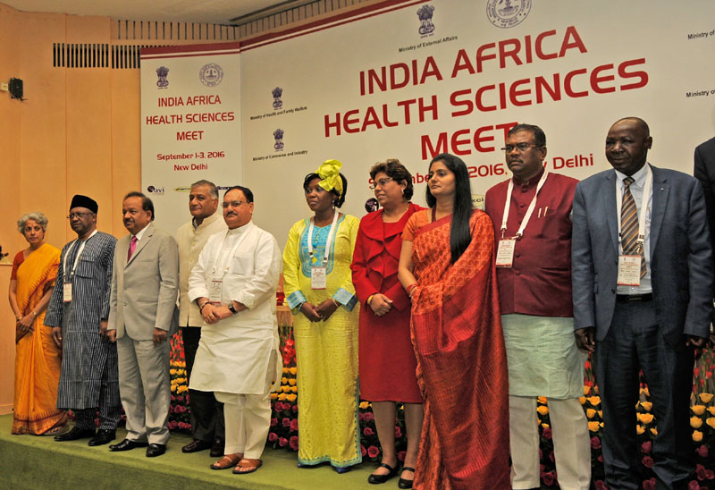 The Union Minister for Health & Family Welfare, Mr. J.P. Nadda at the inauguration of the India-Africa Health Sciences Meet, organised by the ICMR, DHR, MoHFW and the Ministry of External Affairs, in New Delhi on September 01, 2016. The Union Minister for Science & Technology and Earth Sciences, Dr. Harsh Vardhan, the Minister of State for External Affairs, General (Retd.) V.K. Singh, the Minister of State for Health & Family Welfare, Mrs. Anupriya Patel, the Minister of State for Health & Family Welfare, Mr. Faggan Singh Kulaste and other dignitaries are also seen.