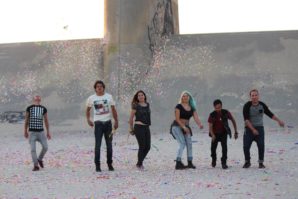 Mariana Wahrhaftig (centre) with the band RVLS at the end of the shoot at the Sepulveda Dam.