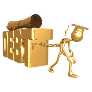 Golden Grad Chained To Education Debt Graduation Concept