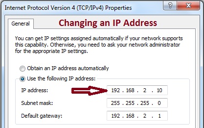 Change the IP address