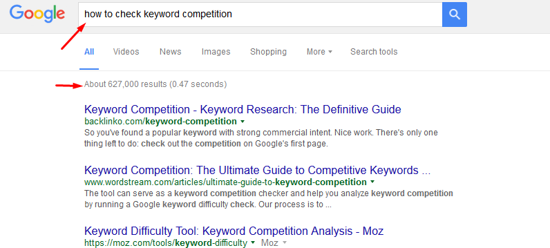 how to check keyword competition manually