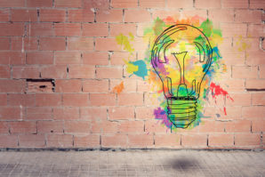 Painted light bulb on a wall