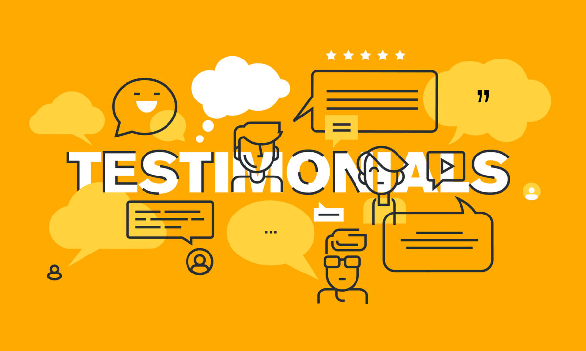Thin line flat design banner for testimonials web page
