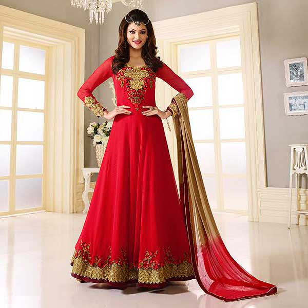 Crimson Red Designer Anarkali Suit - likeadiva